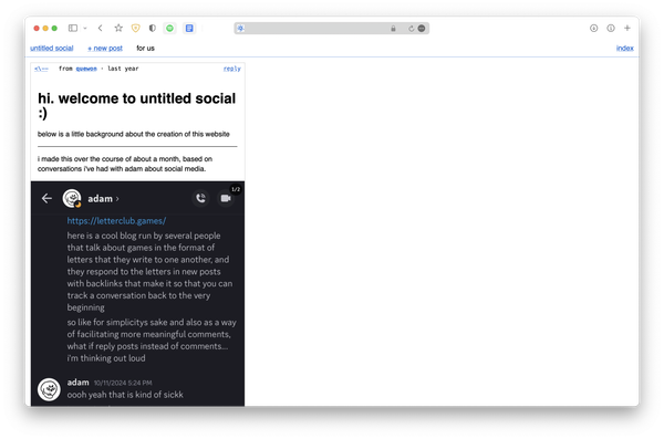 A post on untitled social. It's extremely minimal.