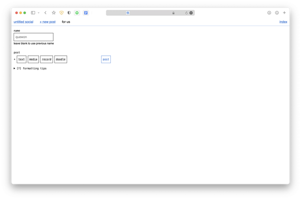 A page where you can write and upload your post.